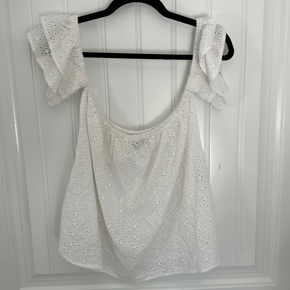 Off the shoulder eyelet top